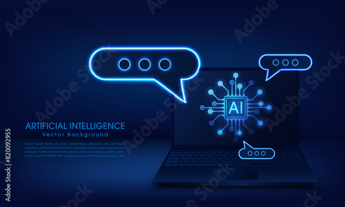 Chatbot assistant application. Artificial intelligence technology concept design, Machine learning and generation by chip, AI chatbot service. Vector illustration for banner and web template.