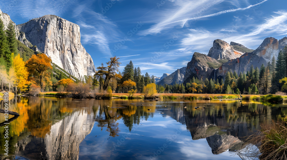 Autumn Splendor: Vibrant Fall Colors Amidst the Majestic Landscape of Yosemite National Park
