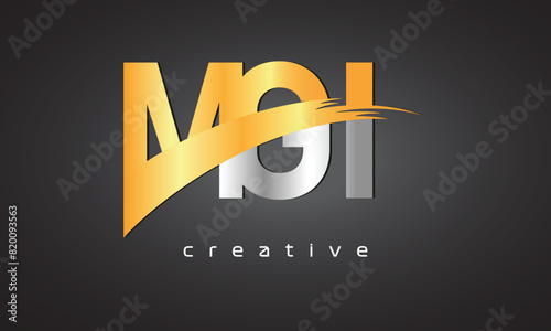 MGI Creative letter logo Desing with cutted letter photo