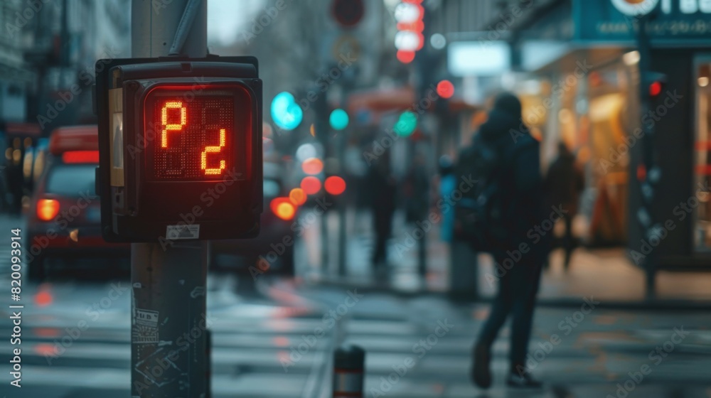Close-up of a traffic light with a countdown timer for pedestrians, showing seconds left to cross. Close-up of a traffic light with a countdown timer for pedestrians, showing seconds left to cross.