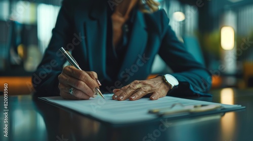 Professional Woman Signing a Document