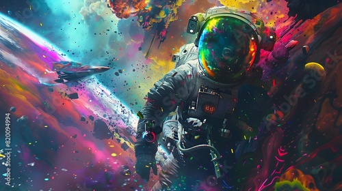Astronaut in Rainbow Space