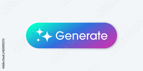 Generate AI button. Artificial intelligence and Machine learning technology concept. AI enters by command prompt to generate ideas. Chat with AI.  UI UX design, Vector illustration.