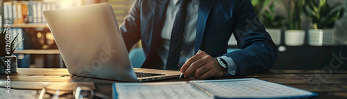 Executive Time Management: Calendar and Laptop Planning Session for High Productivity