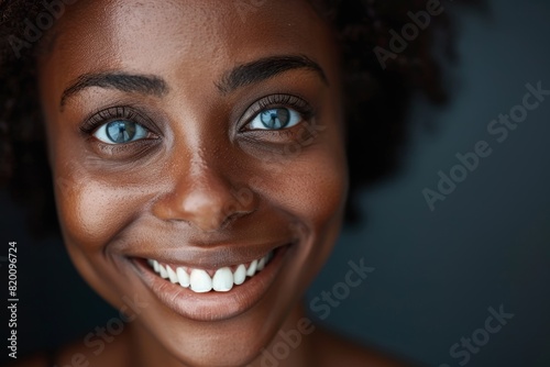 Black woman with makeup and headshot, confident woman with natural beauty or dermatology. Zoom, happy black woman, cosmetics or morning routine for skin care