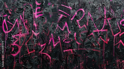 The Energy of an Abstract Graffiti Letters and Symbols Black and Pink Wallpaper