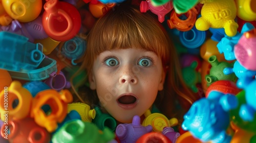 Child Amidst Colorful Toys