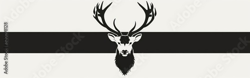 Wildlife Forest Animal Logo Symbol  Black Deer Head Silhouette with Horns  Isolated Vector Illustration