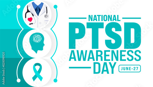 June is National ptsd awareness day background template. Holiday concept. use to background, banner, placard, card, and poster design template with text inscription and standard color. vector