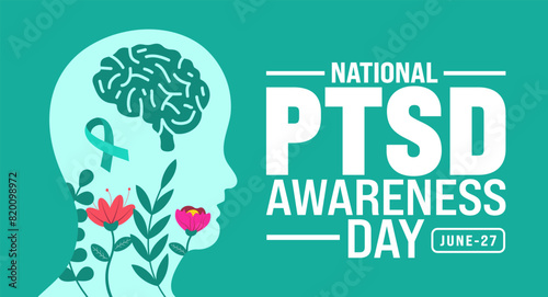 June is National ptsd awareness day background template. Holiday concept. use to background, banner, placard, card, and poster design template with text inscription and standard color. vector