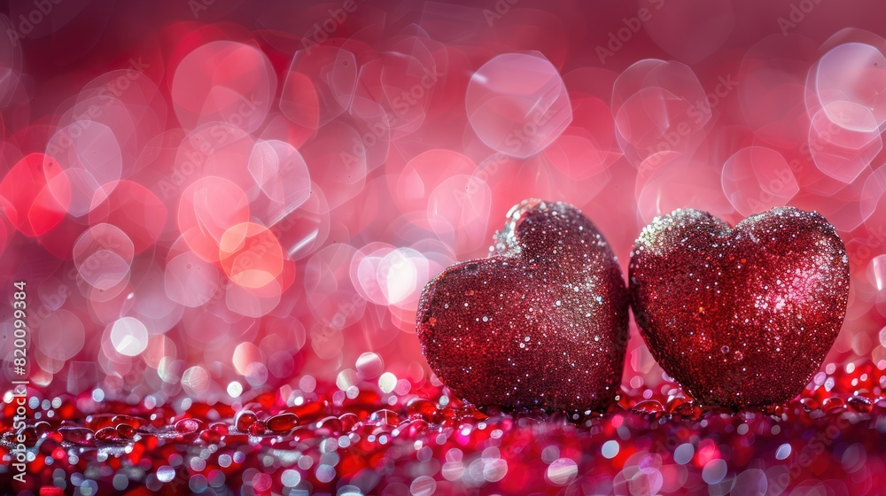 Glittering Red Hearts for a Romantic Valentine's Day Background Glittering Red Hearts for a Romantic Valentine's Day Background