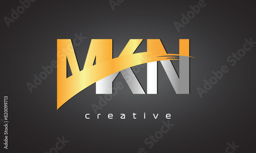 MKN Creative letter logo Desing with cutted letter photo