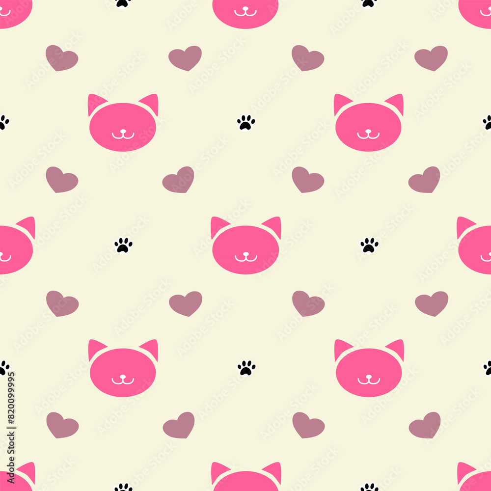 Paw cat and pet background. Traces of Pets. Paw vector foot trail print of Cat. Kitty Paw background and wallpaper vector. Dog paw seamless pattern wallpaper. Love heart valentine concept. Paw cat and pet background. Traces of Pets. Paw vector foot trail print of Cat. Kitty Paw background and wallpaper vector. Dog paw seamless pattern wallpaper. Love heart valentine concept.