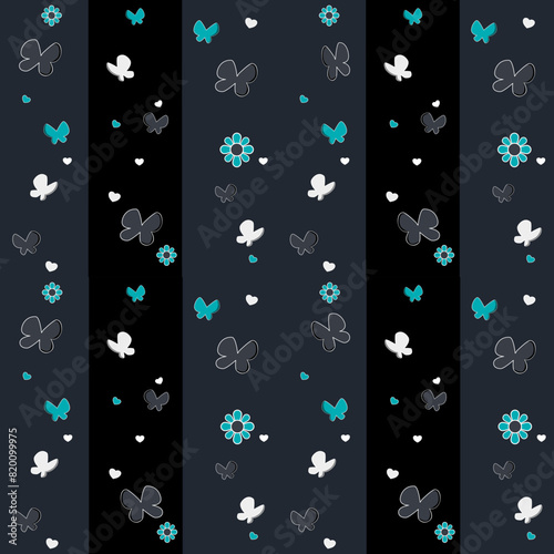 Seamless Flowers And Butterfly Vector Background Spring Floral Watercolor Pattern Summer Beautiful Textile Rustic Wallpaper.