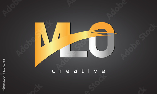 MLO Creative letter logo Desing with cutted letter photo