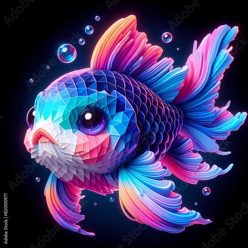 Mesmerizing Multidimensional 3D Koi Fish Chibi T-Shirt Design