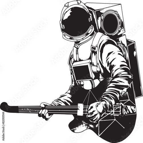 spacecraft are tuning giter clipart vector illustration