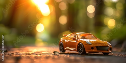 Toy car model demonstrating the process of buying and selling vehicle insurance. Concept Toy Car Model, Buying Insurance, Selling Insurance, Vehicle Insurance Process