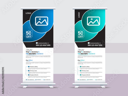 Healthcare and medical roll-up and standee design banner