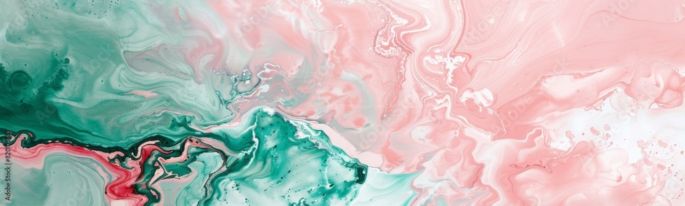 Pink white and green watercolor paint background