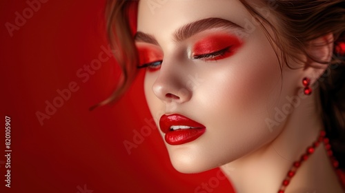 Professional Makeup Branding with Luxury Red Lipstick - AI Enhanced Aesthetic Design