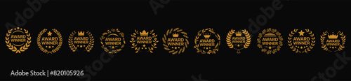 Awards logotype set. Isolated elegant abstract nominee emblem