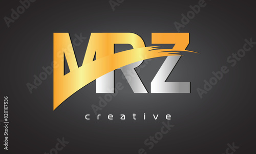 MRZ Creative letter logo Desing with cutted letter photo