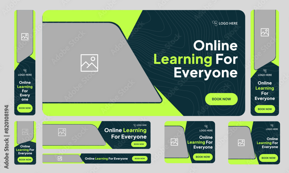 Modern web set banner design, online learning platform courses banner ...