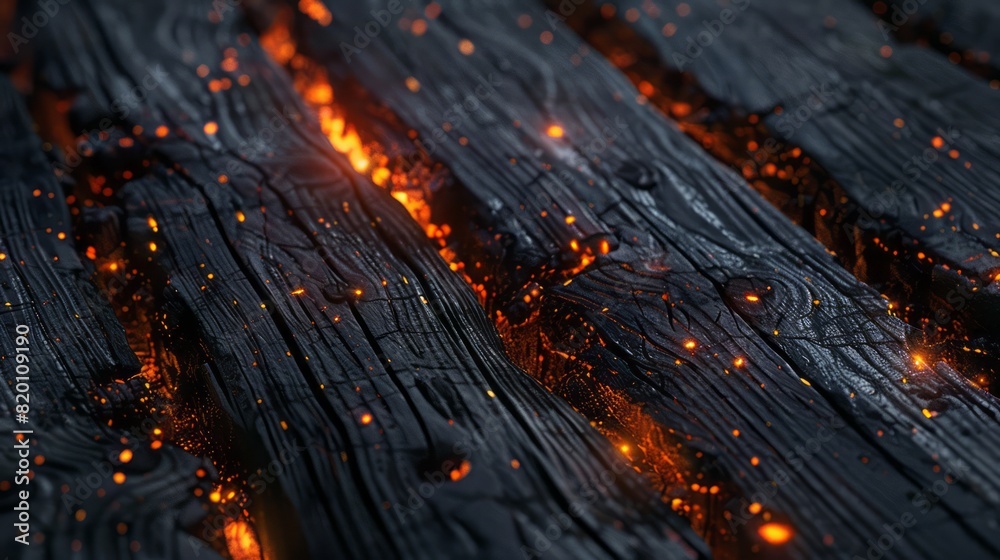 Burnt Wood Texture with Glowing Embers. Burnt Wood Texture with Glowing Embers.