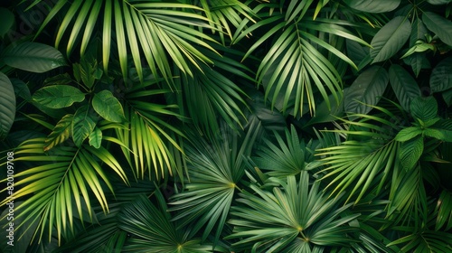 Palm leaves background.