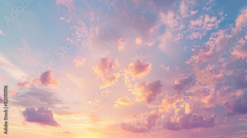 Colorful Sunrise Over Fluffy Pink Clouds 