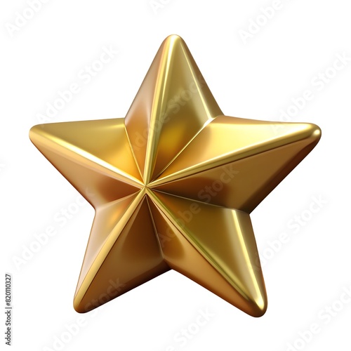 3D gold star icon. Symbol of customer satisfaction review service best quality ranking.