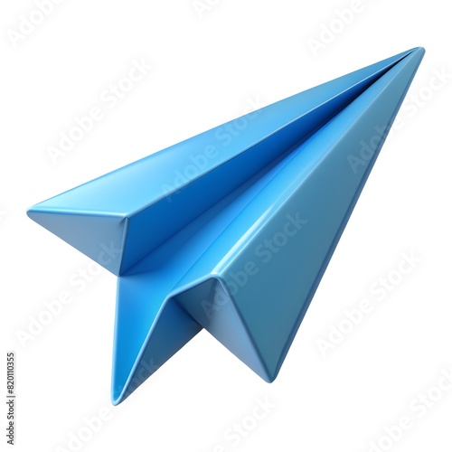 Blue paper airplane ikon. Modern Realistic 3d design.