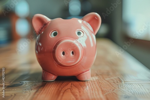 Cute Pink Piggy Bank Surrounded by Various Coins on a Pink Background