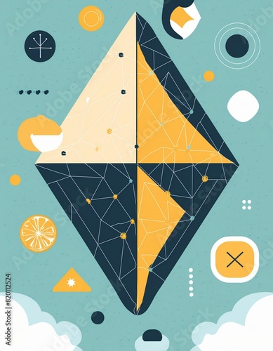 Book cover images created with geometric shapes and pastel colored background