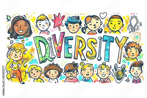 Wordmark design for diversity with people holding hands and flags