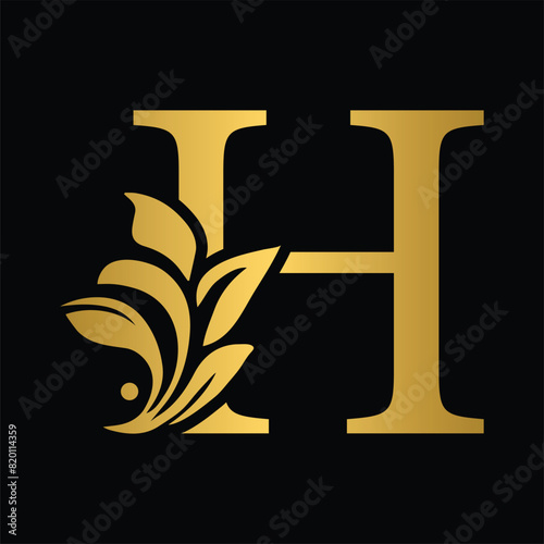 letter H flower letters. Vintage ornament initial Alphabet. Logo vector