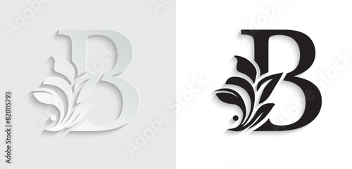 letter B flower letters. Vintage ornament initial Alphabet. Logo vector