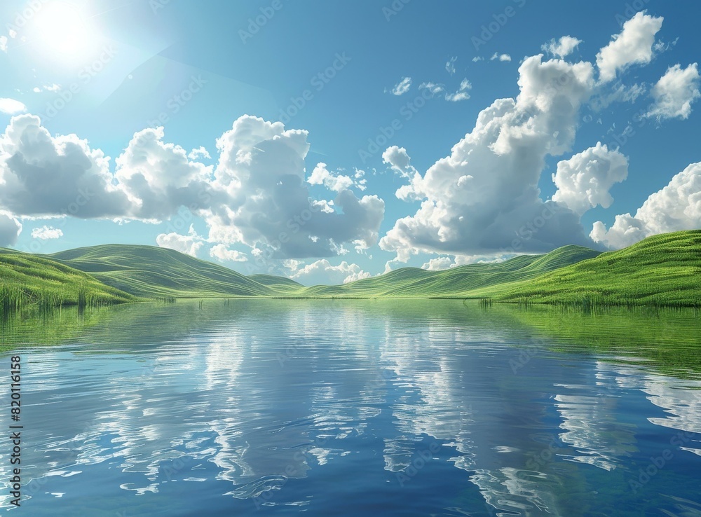 Picturesque Lake and Rolling Hills Picturesque Lake and Rolling Hills