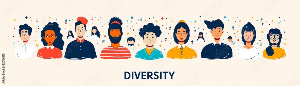 Diversity wordmark design featuring people from different racial backgrounds