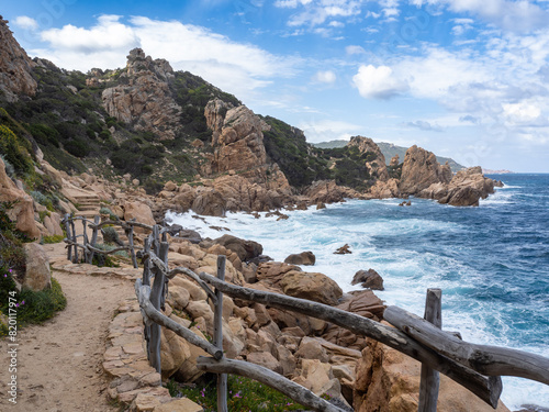 Path to Li Cossi beach in Sardinia, Italy
