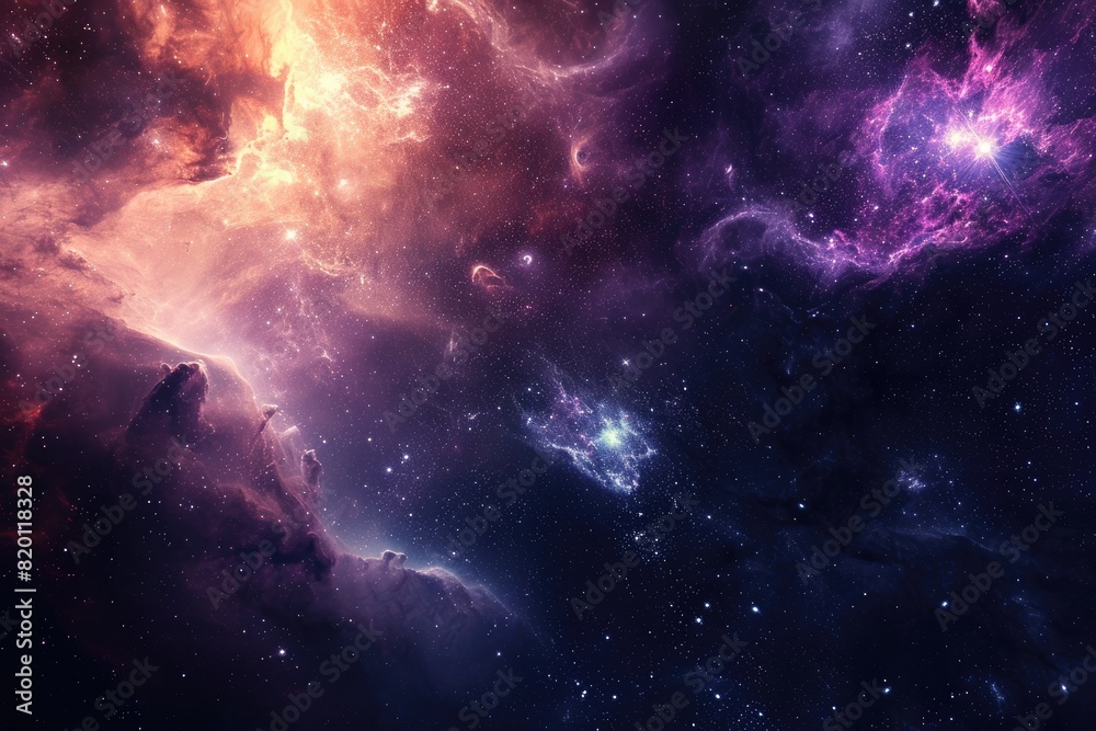 Stunning galaxy with nebulas and cosmic dust Stunning galaxy with nebulas and cosmic dust