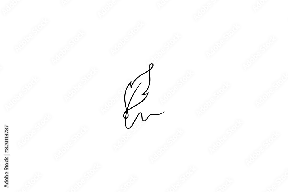 author feather logo with simple linear line art design style author feather logo with simple linear line art design style