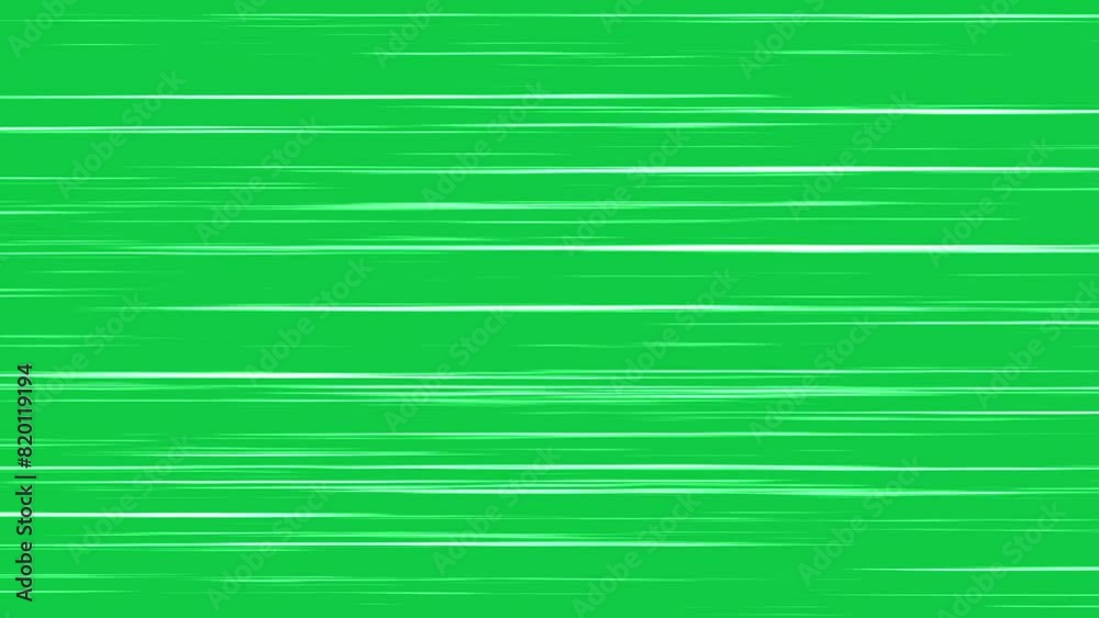 Manga anime cartoon horizontal speed lines fast moving effect decoration on chroma key green screen alpha channel background
