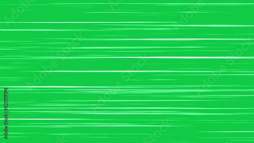 Manga anime cartoon horizontal speed lines fast moving effect decoration on chroma key green screen alpha channel background