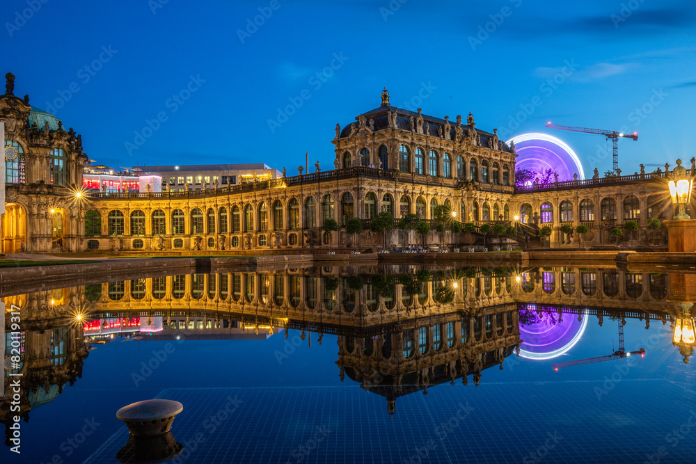 The Dresden Zwinger, a landmark of Baroque architecture. Historical buildings in the style of a castle. Orangery at sunrise in the morning in the city of Dresden, Saxony, Germany The Dresden Zwinger, a landmark of Baroque architecture. Historical buildings in the style of a castle. Orangery at sunrise in the morning in the city of Dresden, Saxony, Germany