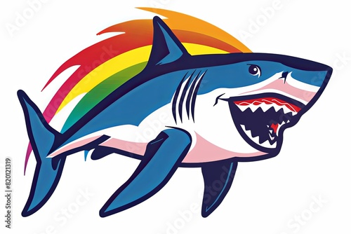 Rainbow Shark vector animal logo on white background