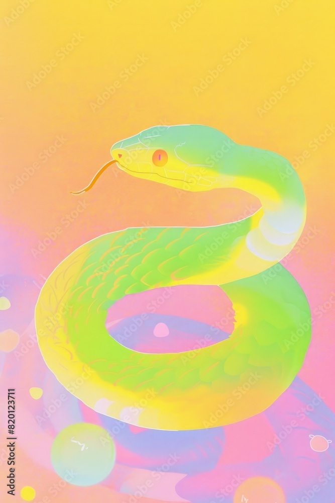 Fototapeta premium Colorful snake with extended tongue