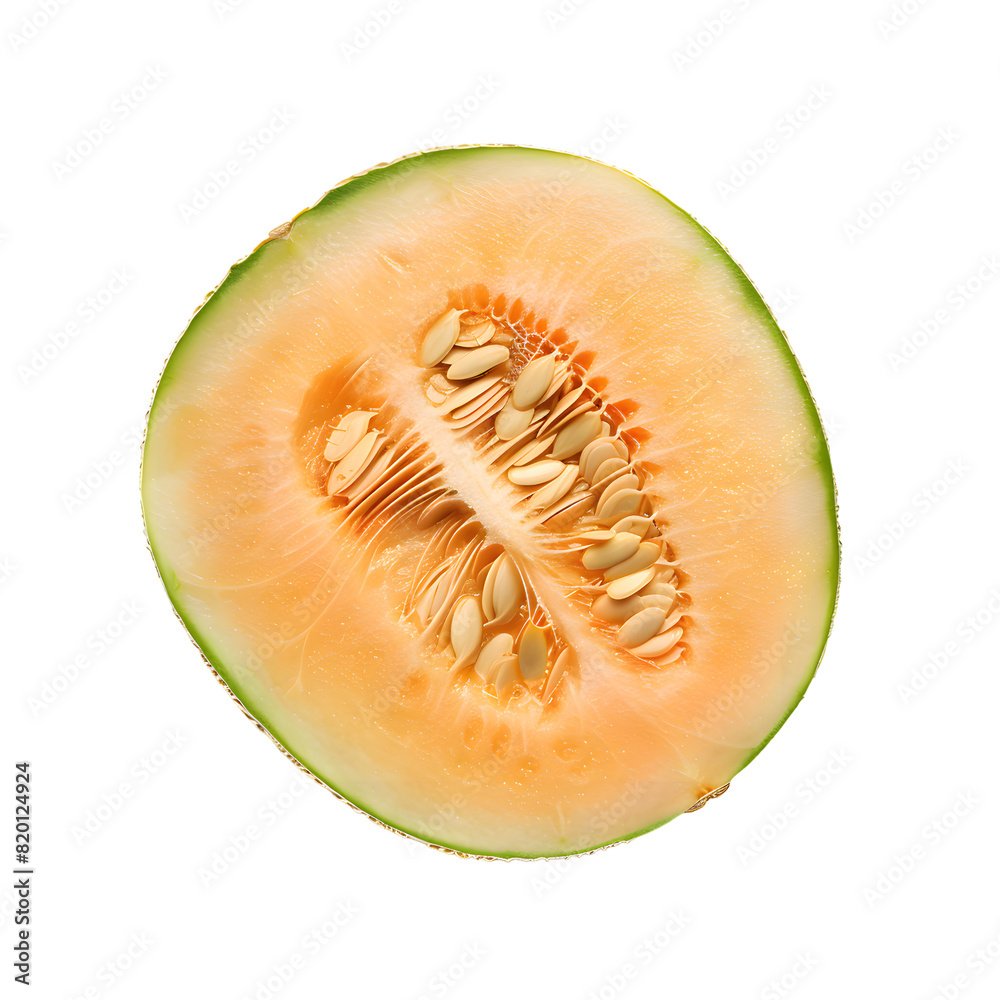 Cantaloupe melon slice isolated on transparent background Cantaloupe melon slice isolated on transparent background