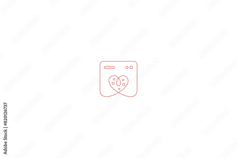 laundry logo with heart icon combination in linear design style laundry logo with heart icon combination in linear design style